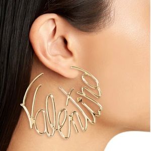 Valentino Logo Script Hoop Earrings